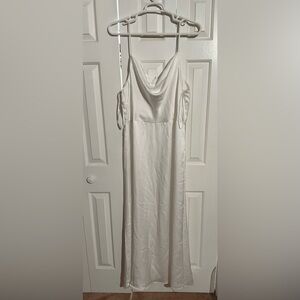 Elegant White Satin Slip Dress